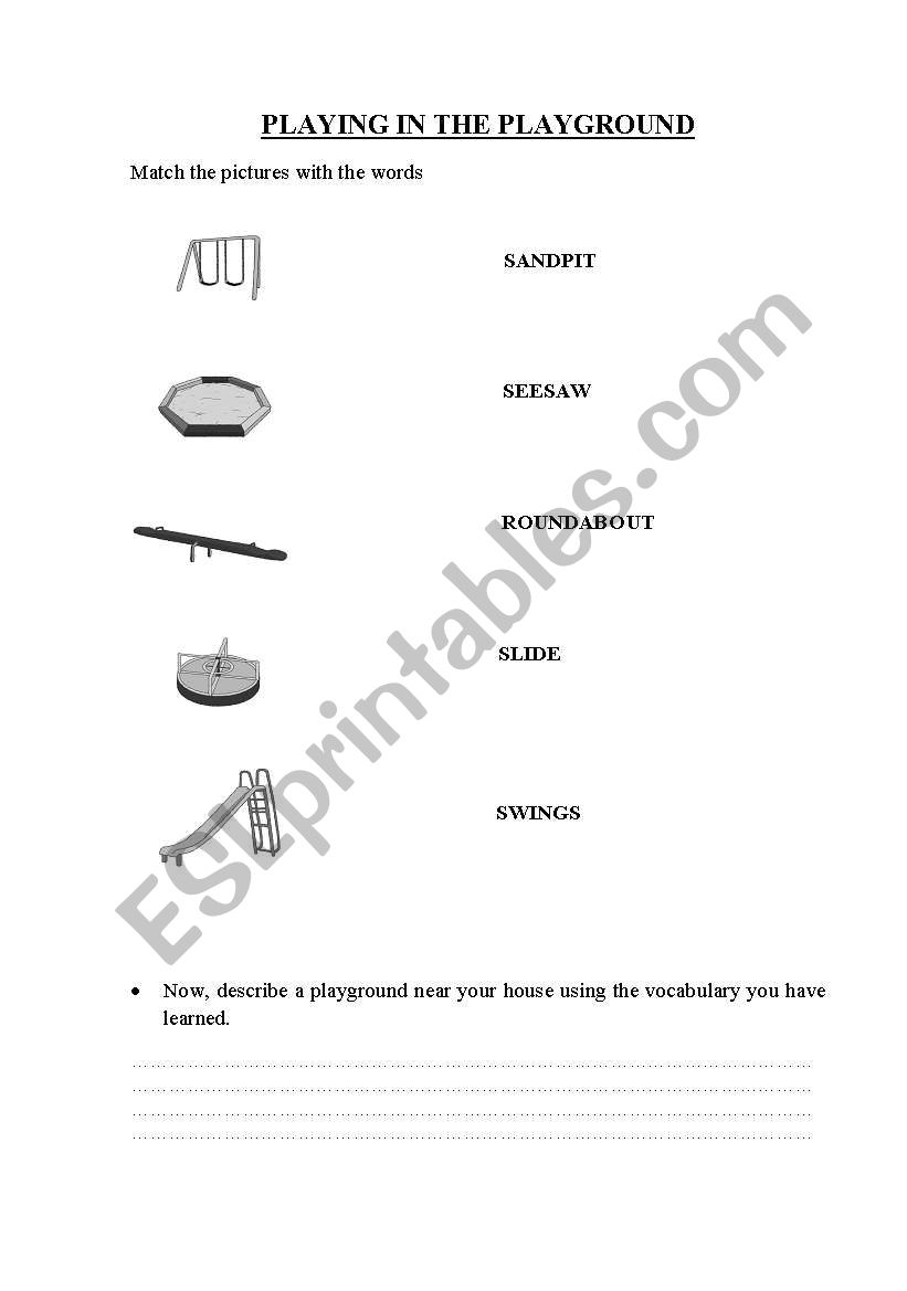 Playing in the playground worksheet