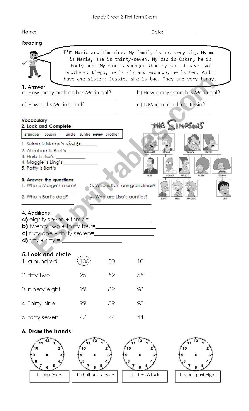 Happy Street 2 Units 1,2,3 worksheet