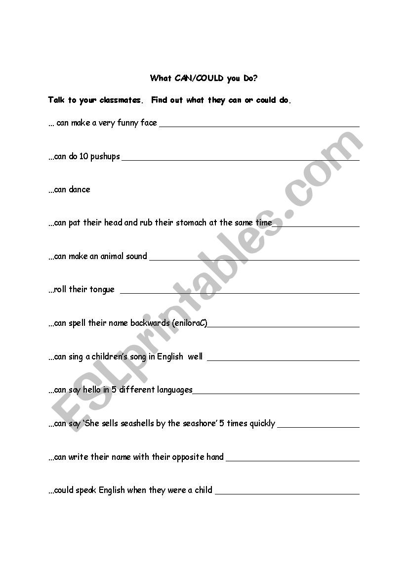 Can/Could FSW worksheet