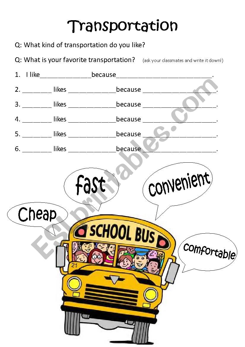 Transportation worksheet
