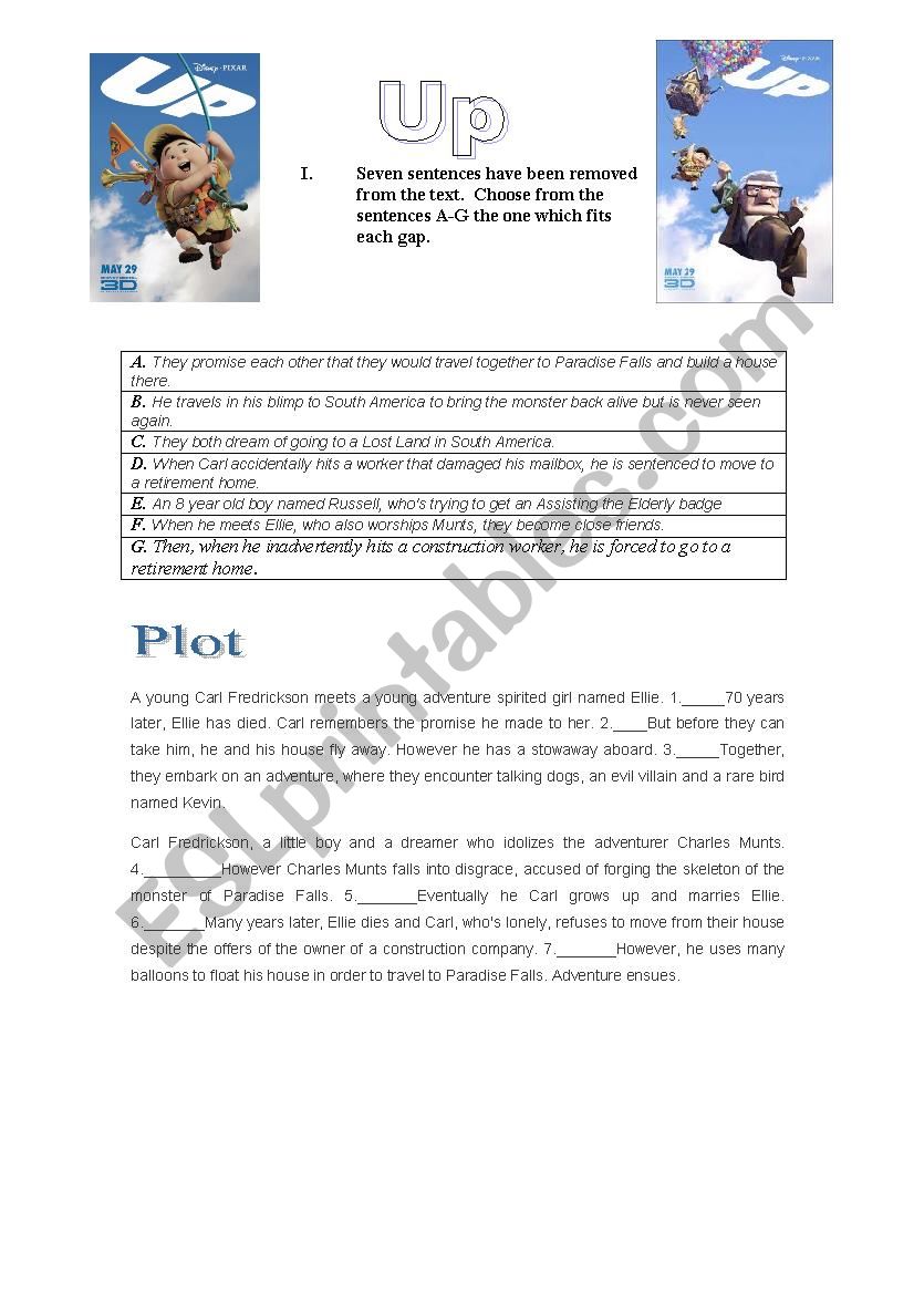 Movie Worksheet Up worksheet