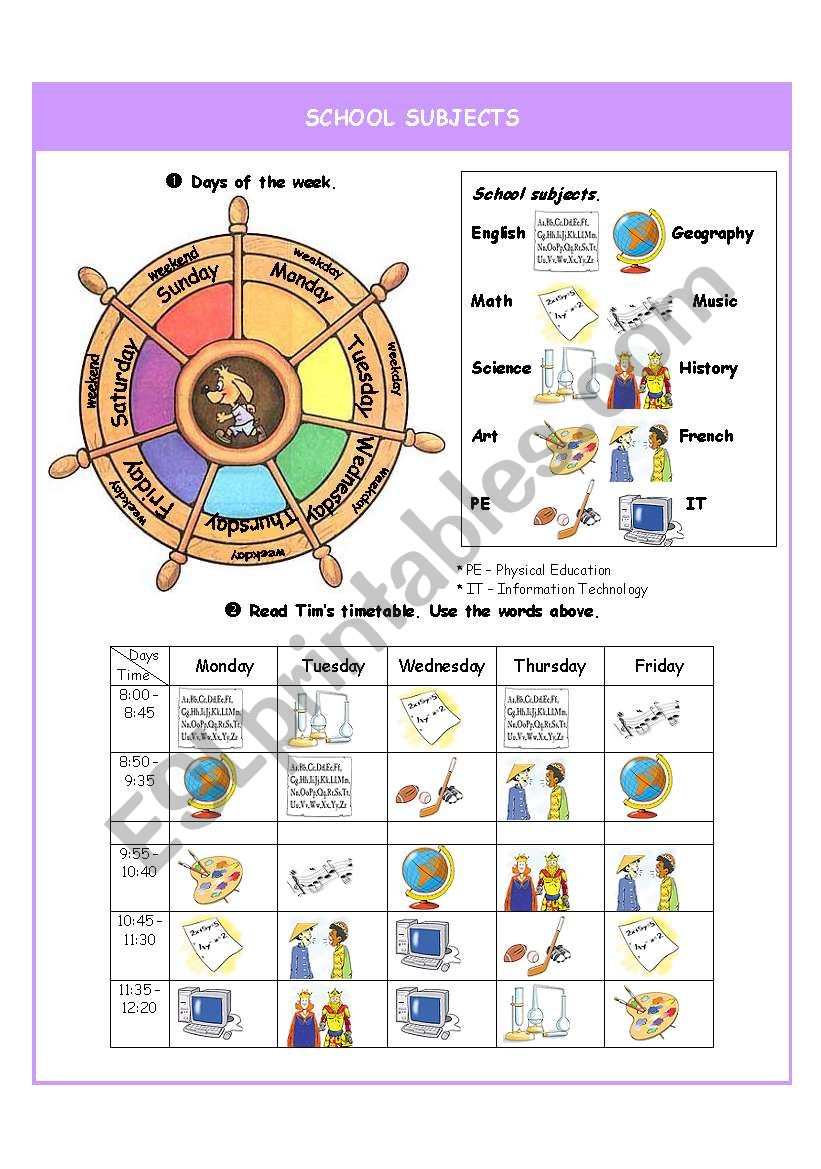 School subjects - I part (introduction)