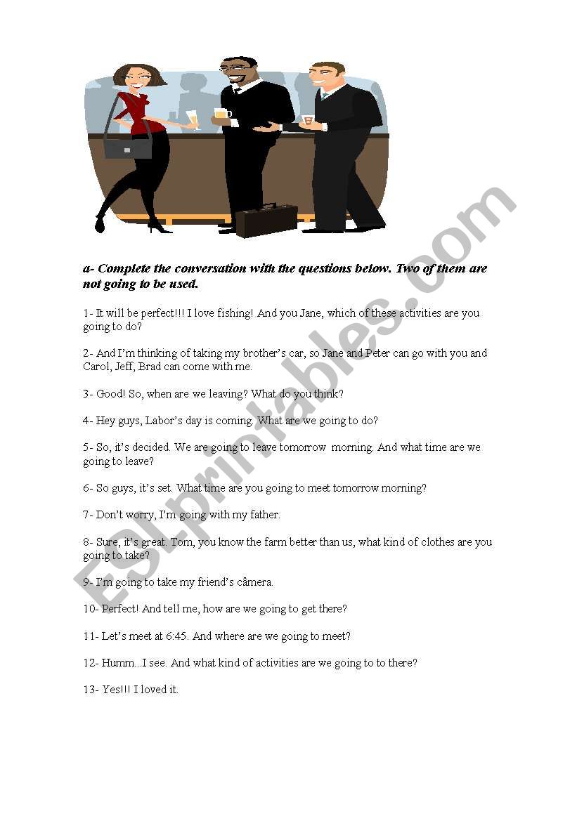 Going to conversation worksheet