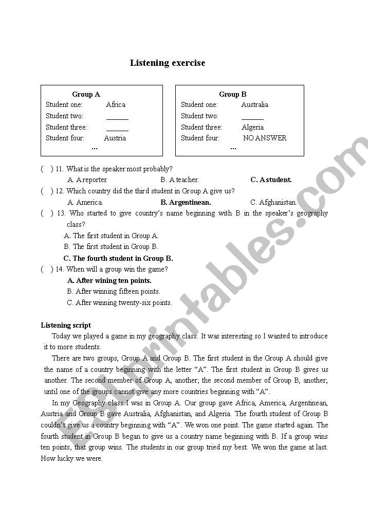 Listening script_an interesting kidsÂ´ game