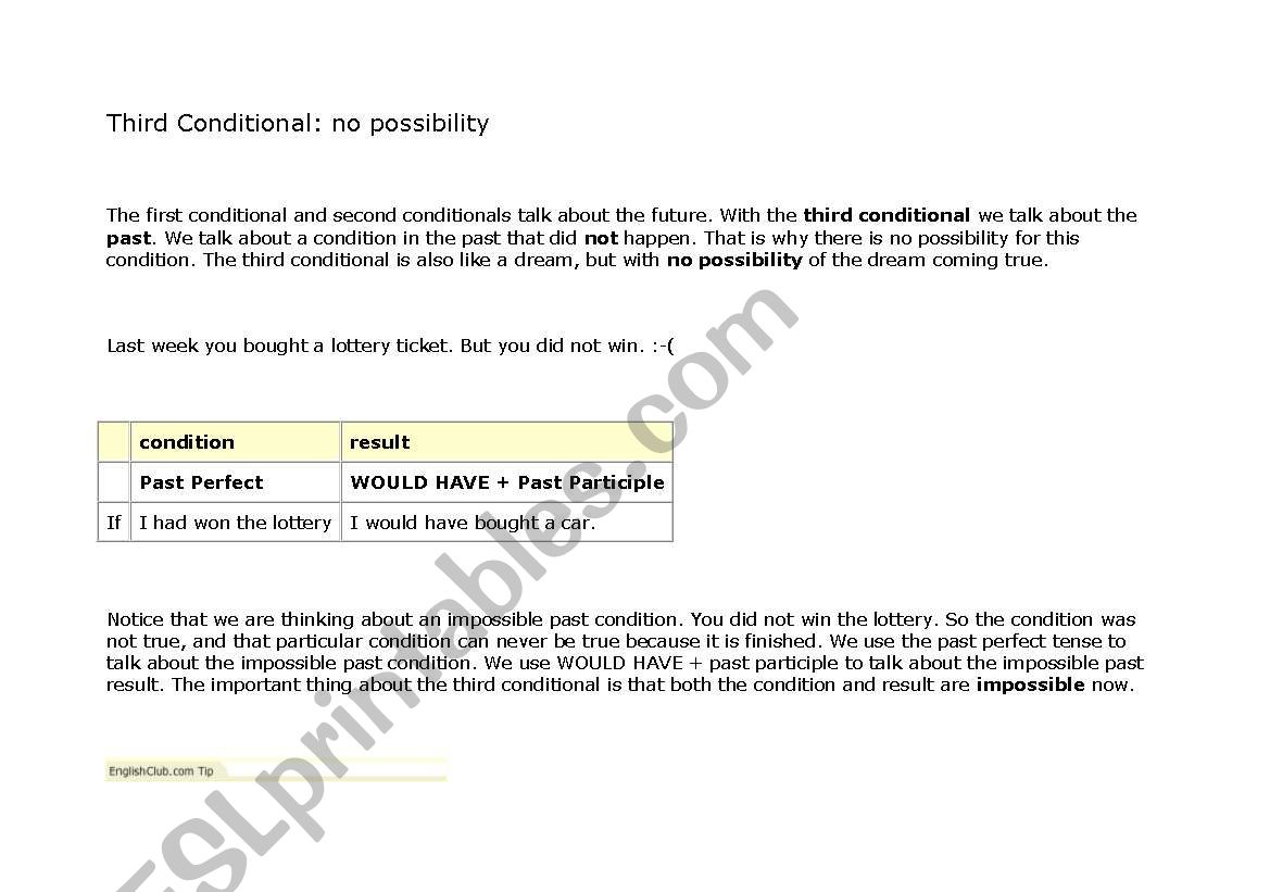 3rd conditional worksheet