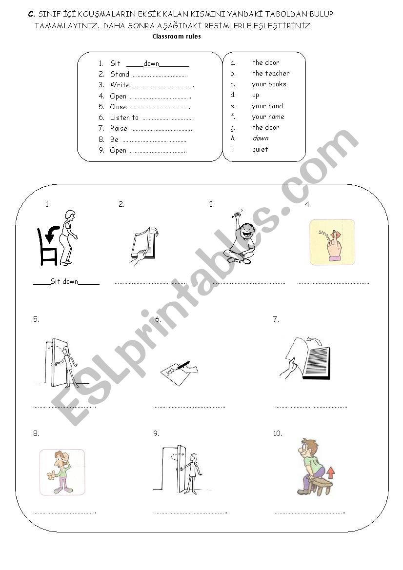 classroom rules worksheet