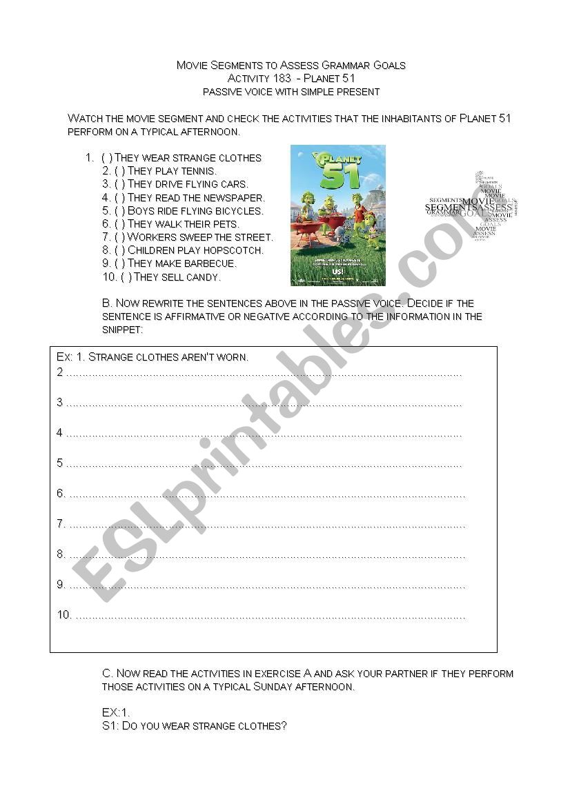 planet 51 worksheet