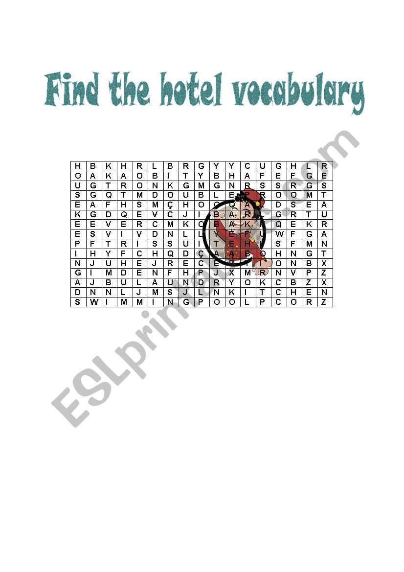 Hotel vocabulary worksheet