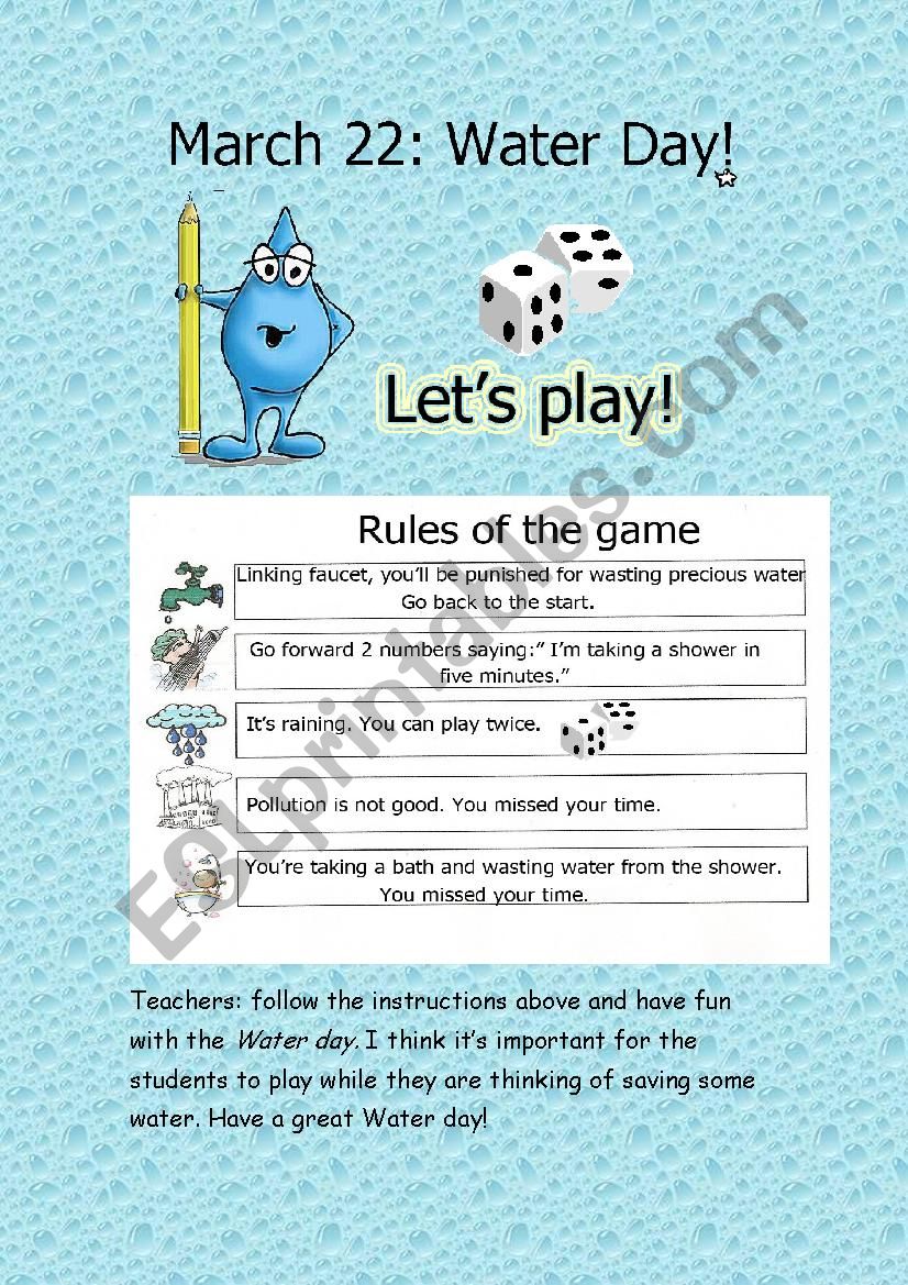 Water Game - Instructions worksheet