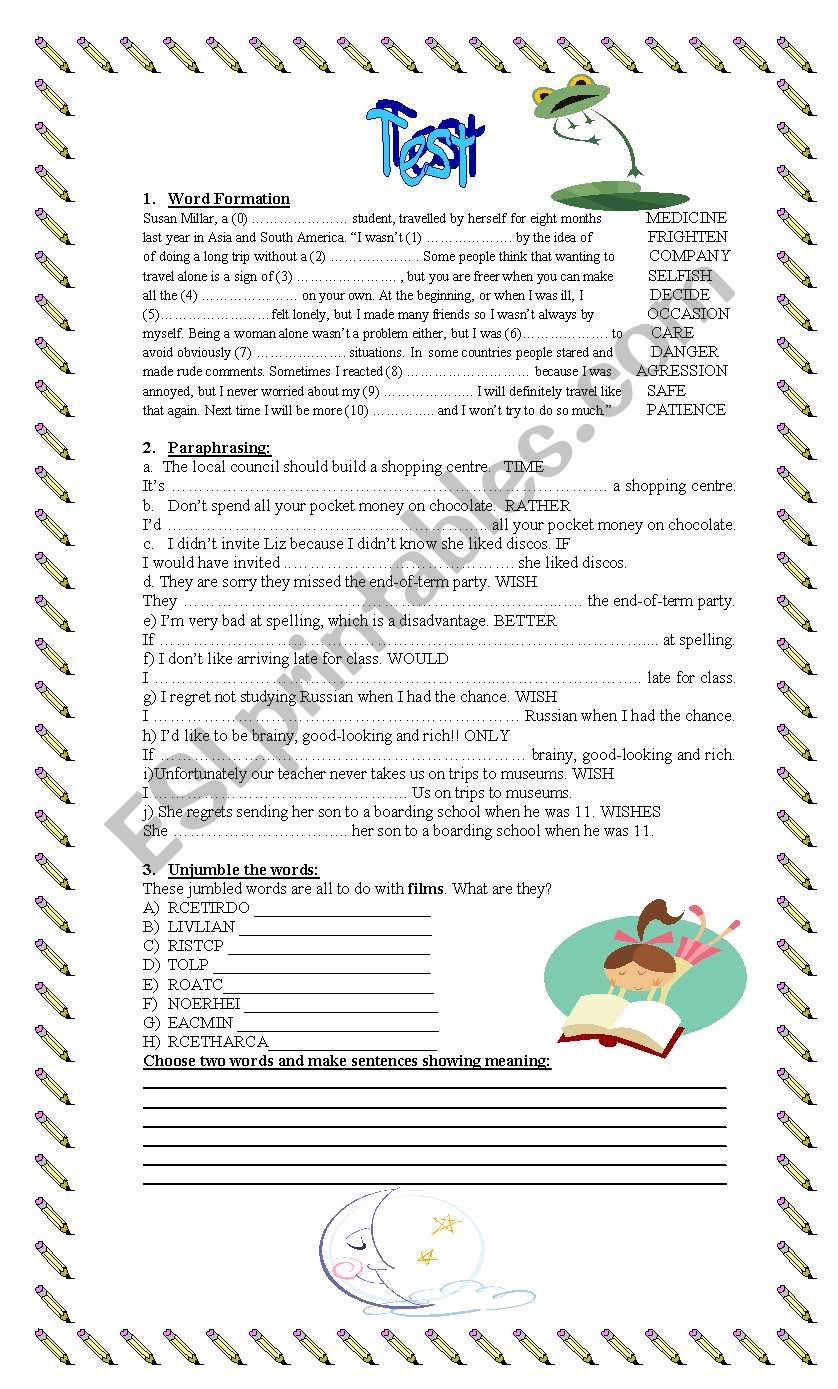 A Test for Advanced Students worksheet
