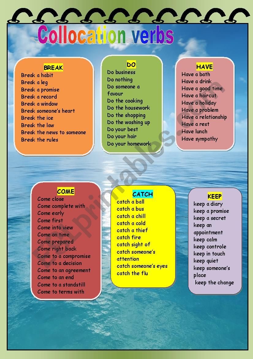 verb collocations (part1) worksheet