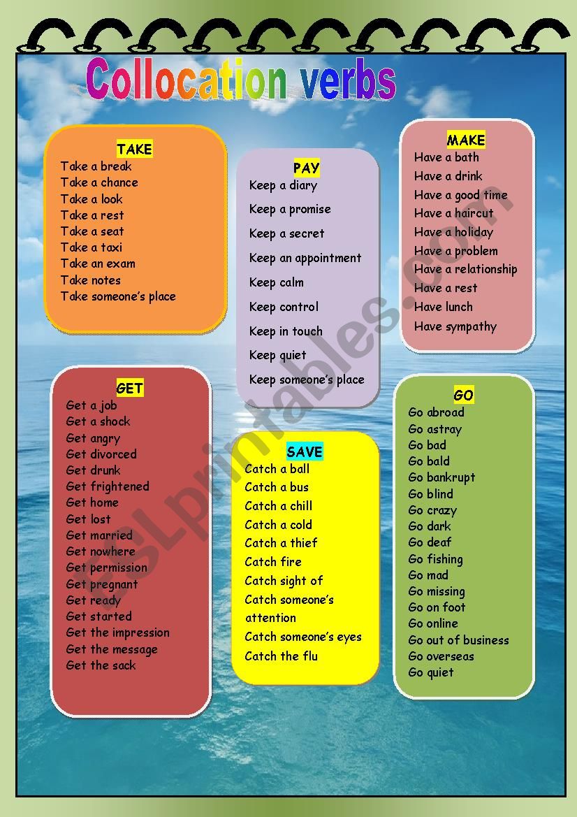  Verb collocations (part 2) worksheet