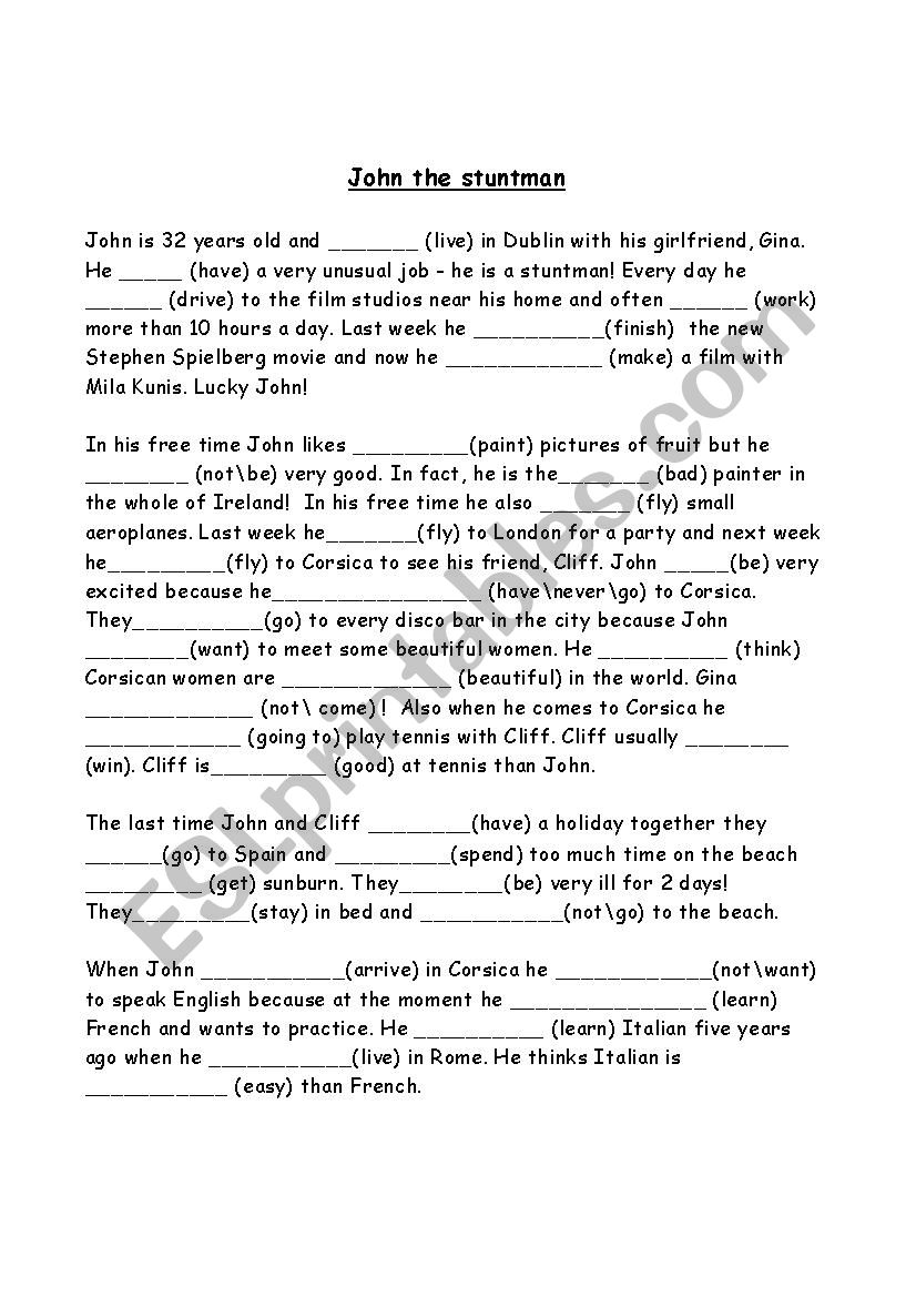 Tenses review of Elementary level