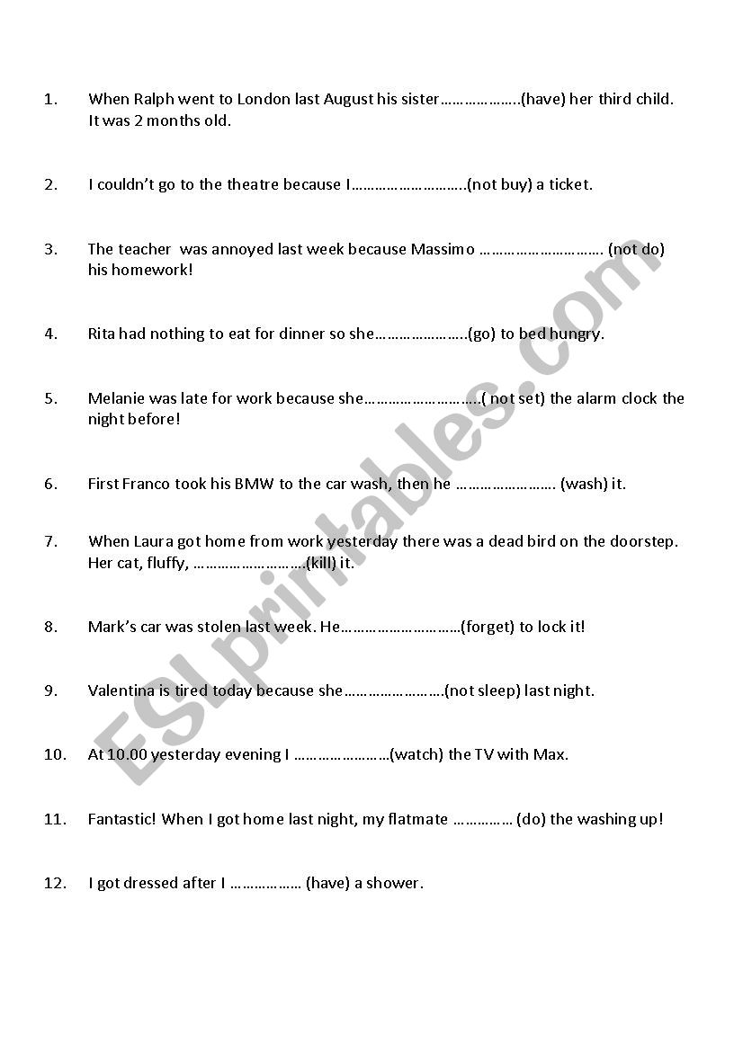 Past simple or past perfect? worksheet