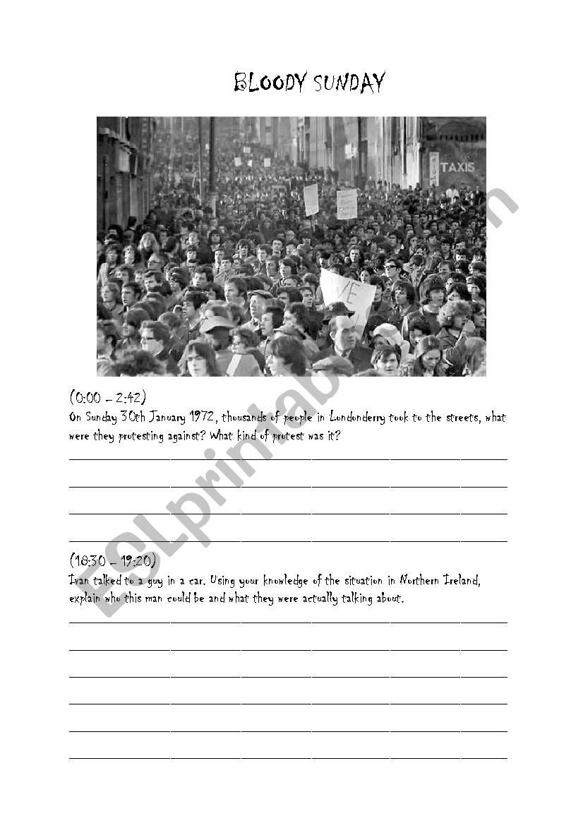 Bloody Sunday worksheet