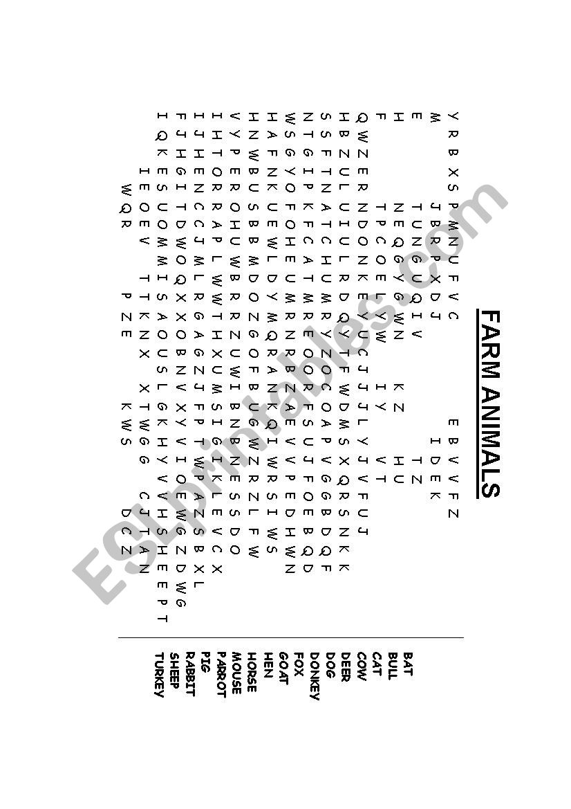 FARM ANIMALS worksheet