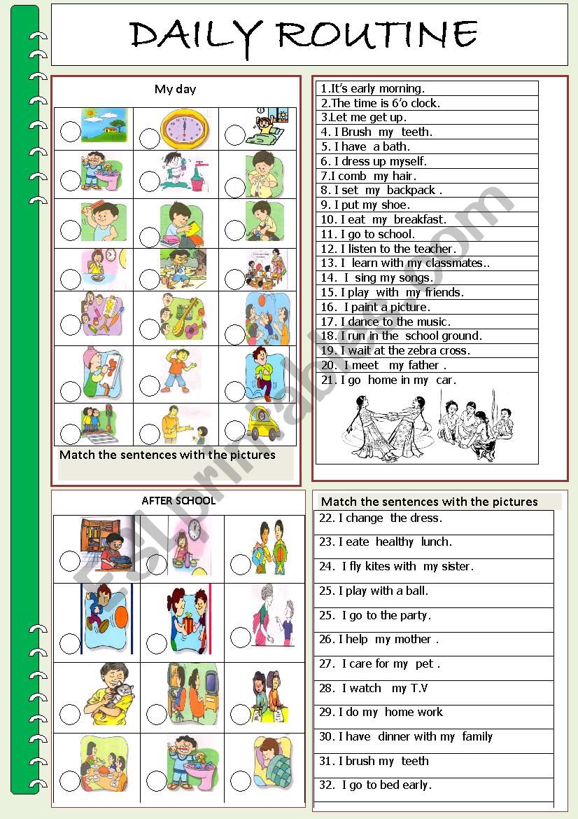 Daily Routines worksheet