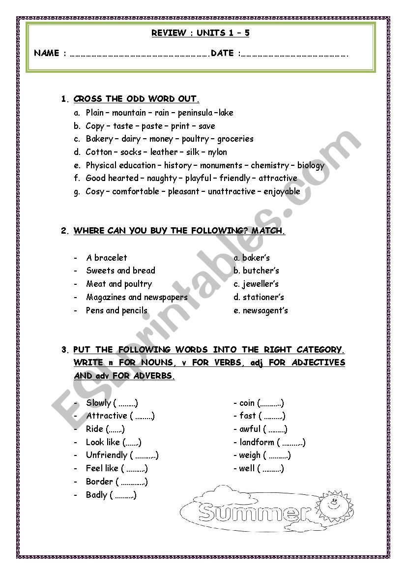 final review worksheet