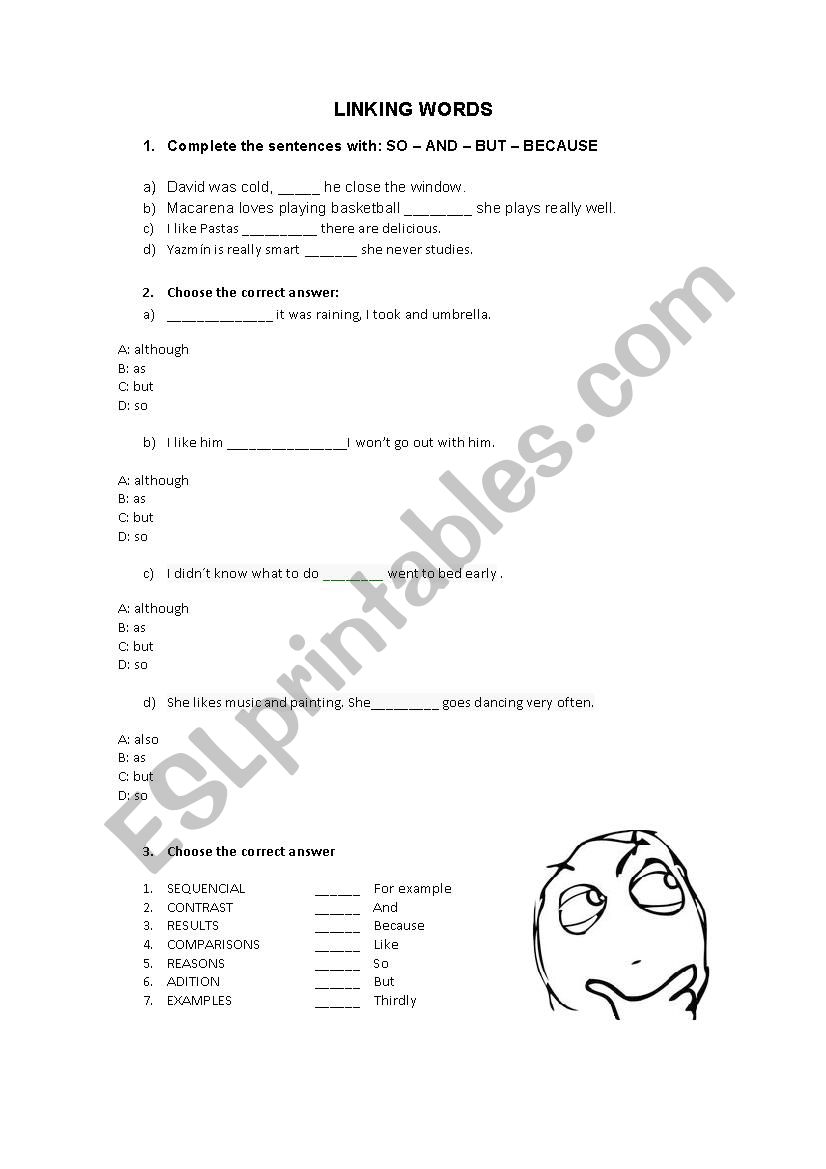 Linking Words worksheet