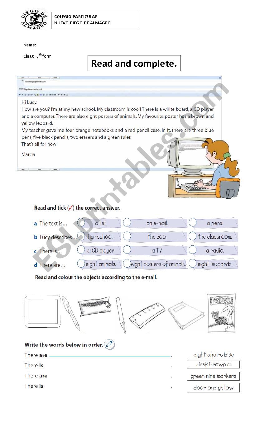 Reading  worksheet