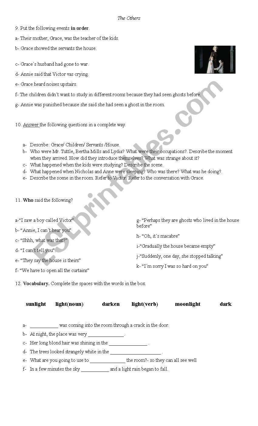 The Others 2 and 3 worksheet