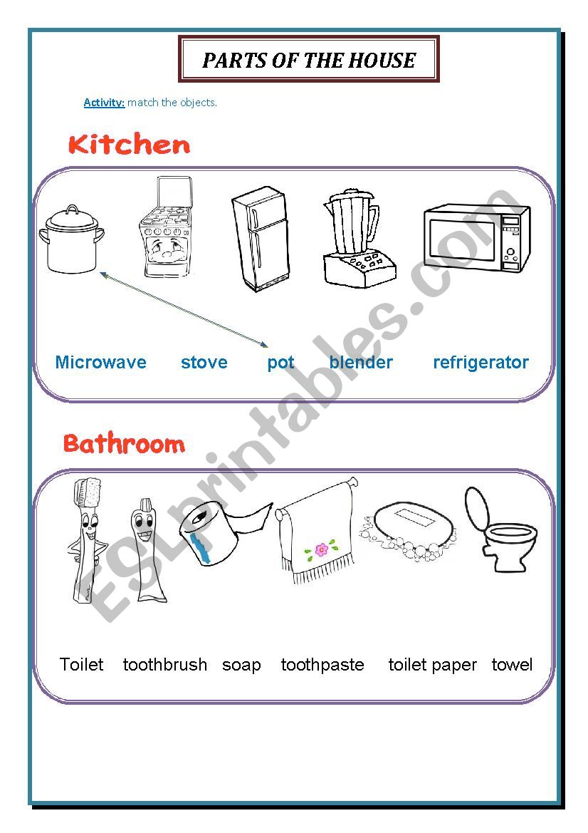PARTS OF THE HOUSE 1 worksheet