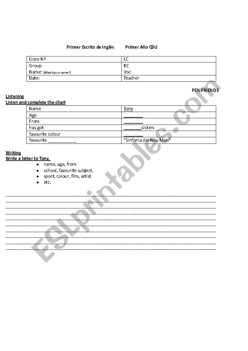 EFL Evaluation worksheet