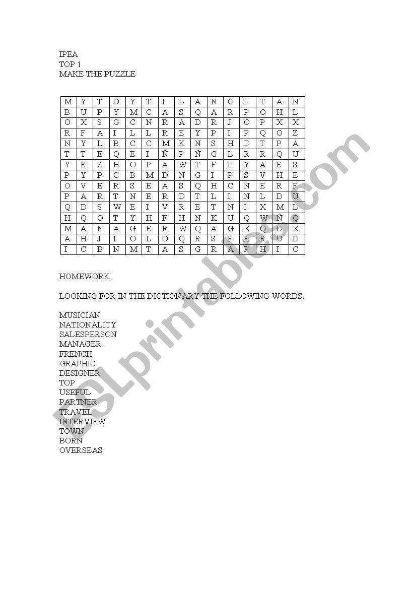puzzle worksheet
