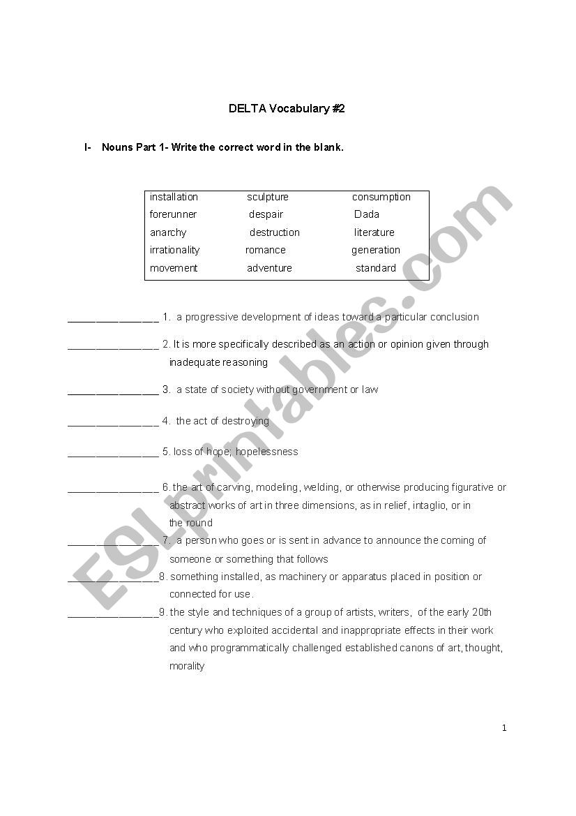 Deltas Key to the Next Generation TOEFL Test Reading 2 Vocabulary Test