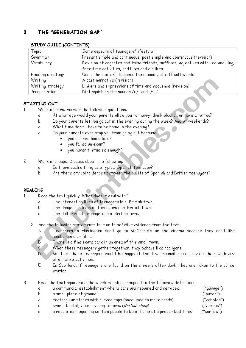 Mixed tenses worksheet