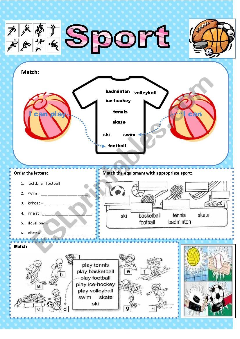 Sports and games worksheet