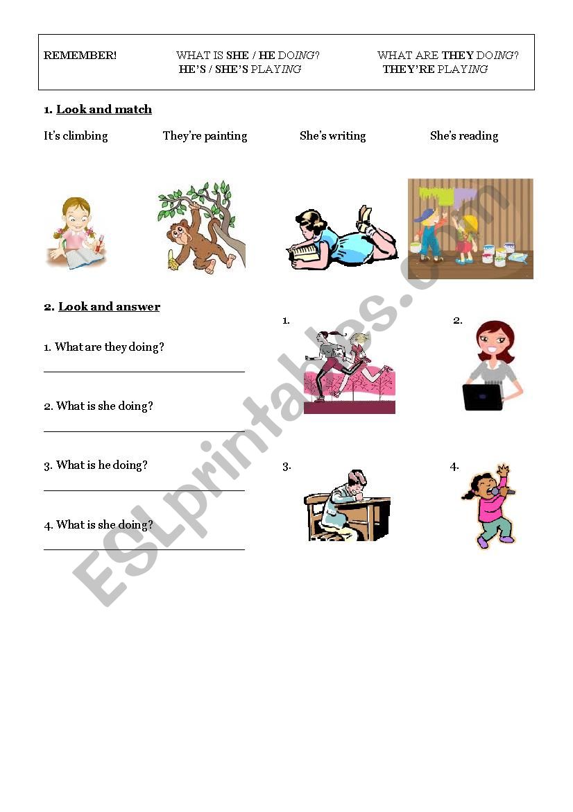 ACTIONS AT THE MOMENT worksheet