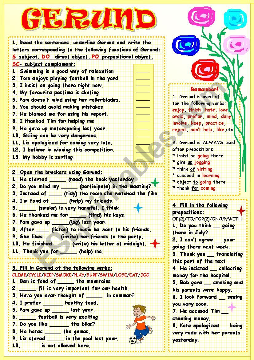 Gerund worksheet