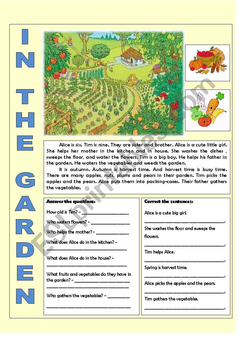 In the Garden worksheet