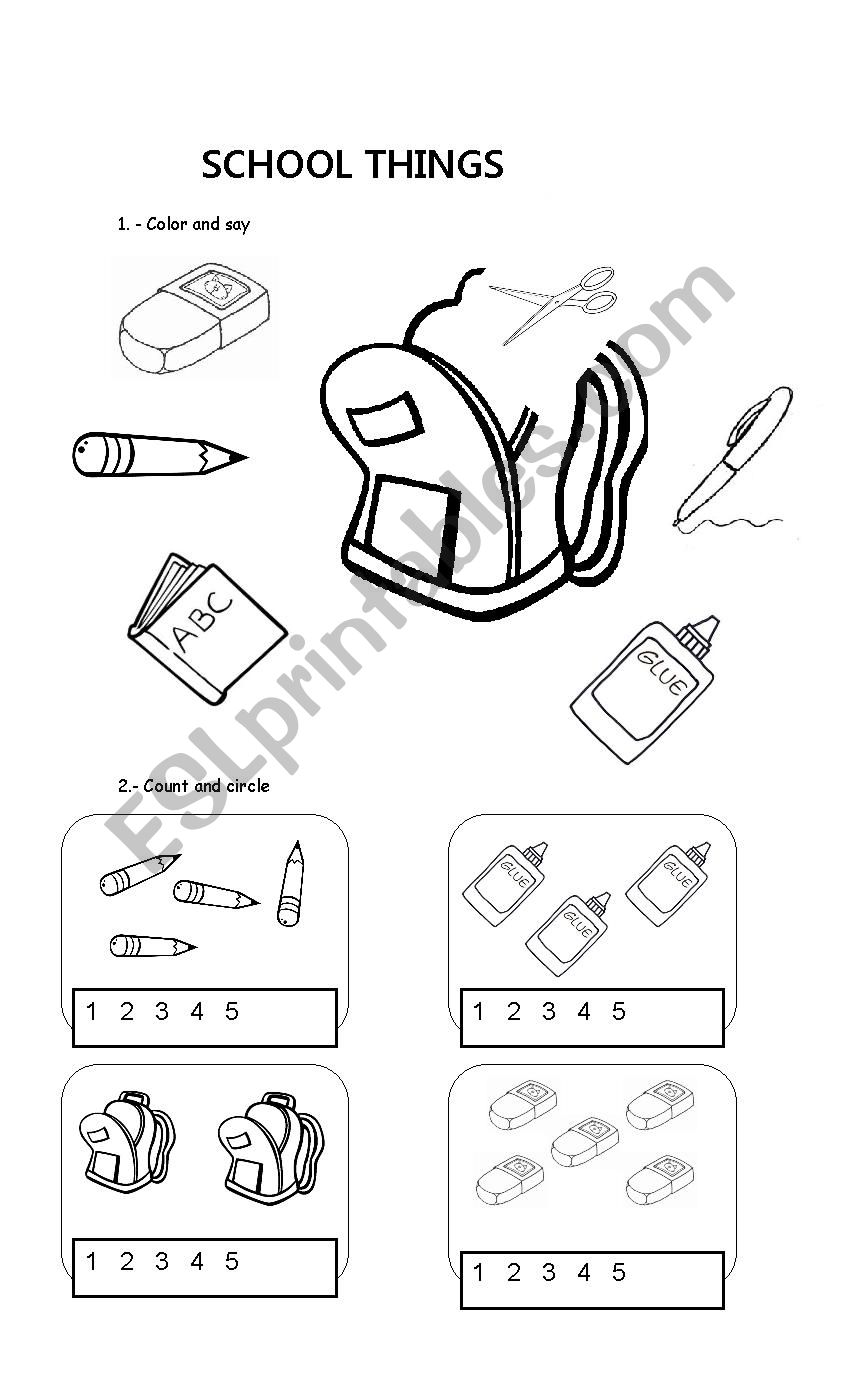 School things worksheet