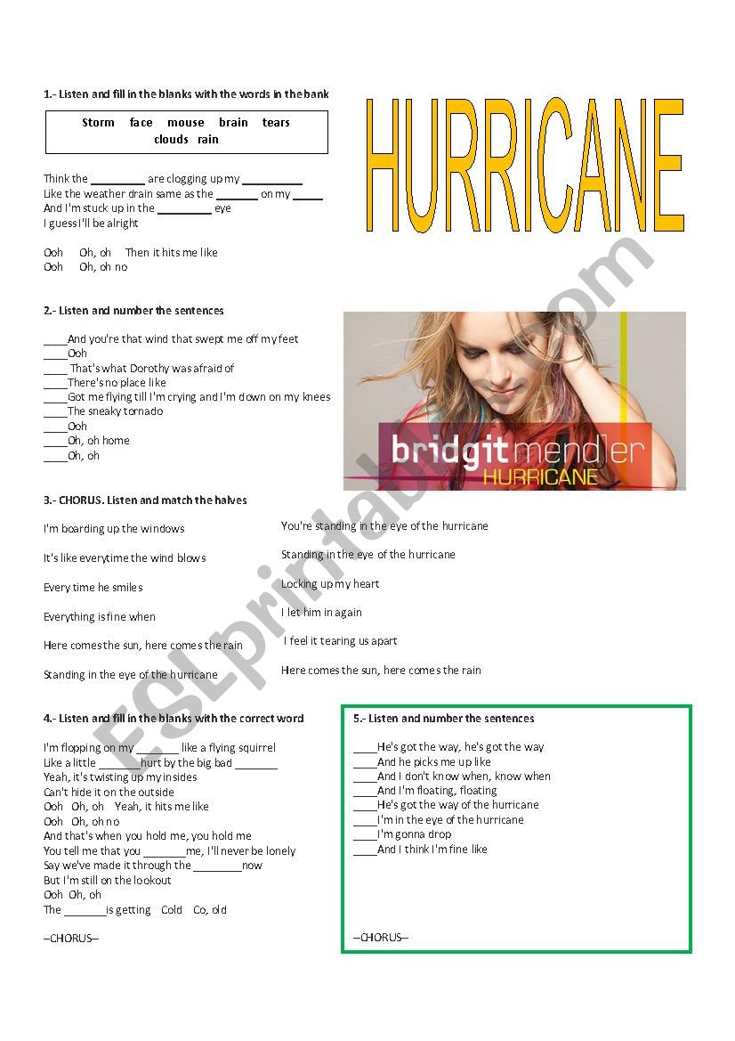 HURRICANE-BRIDGIT MENDLER worksheet