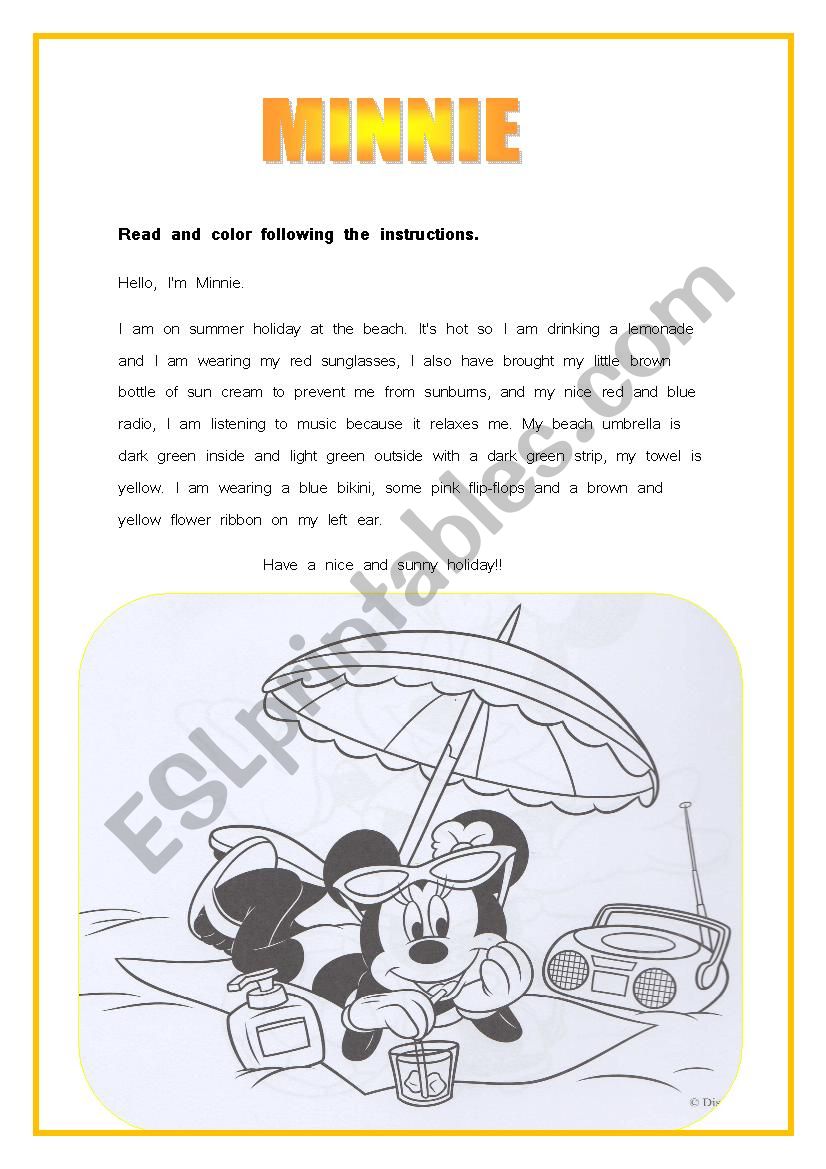 Minnie worksheet