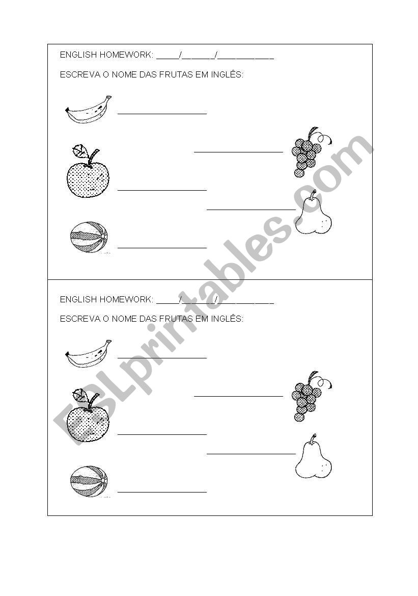 Fruits worksheet