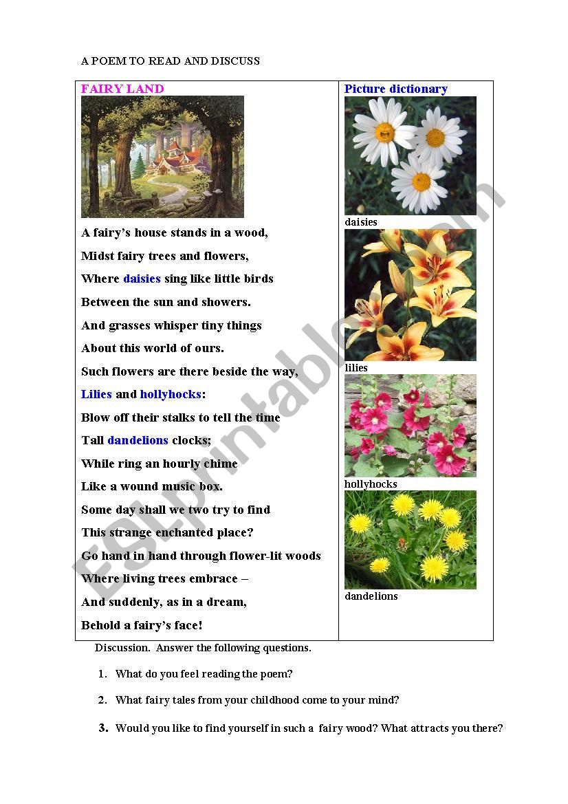 FAIRY LAND worksheet