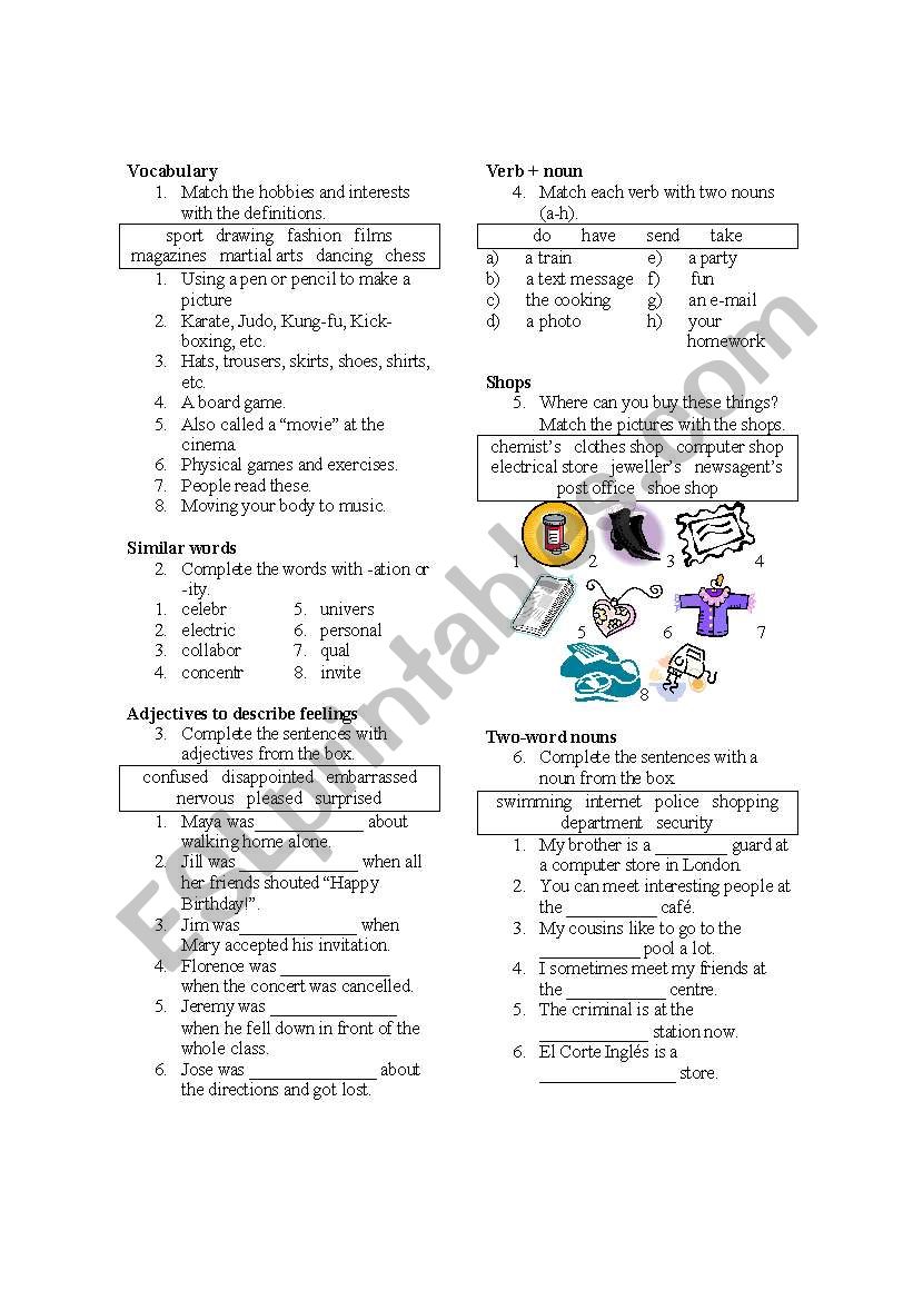 Pre-intermediate review worksheet