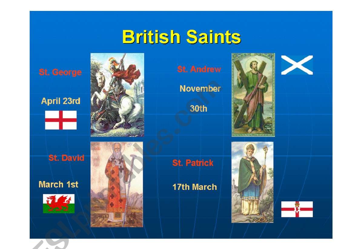 British Saints worksheet