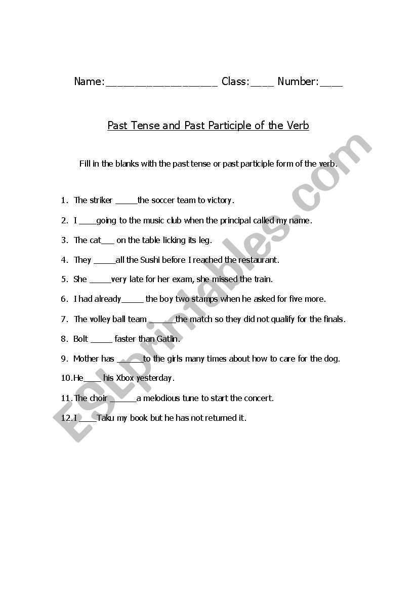 Past Tense and Past Participle of the Verb