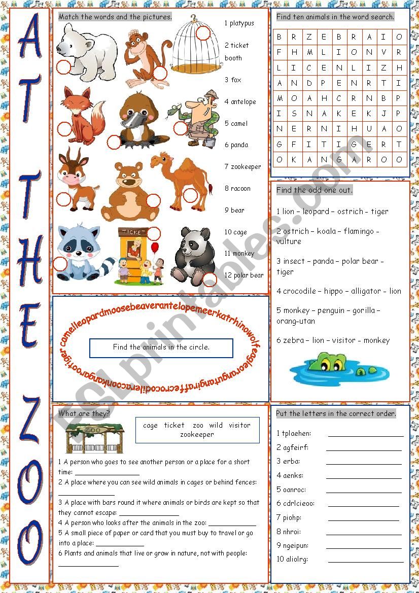 At the Zoo (Vocabulary Exercises)