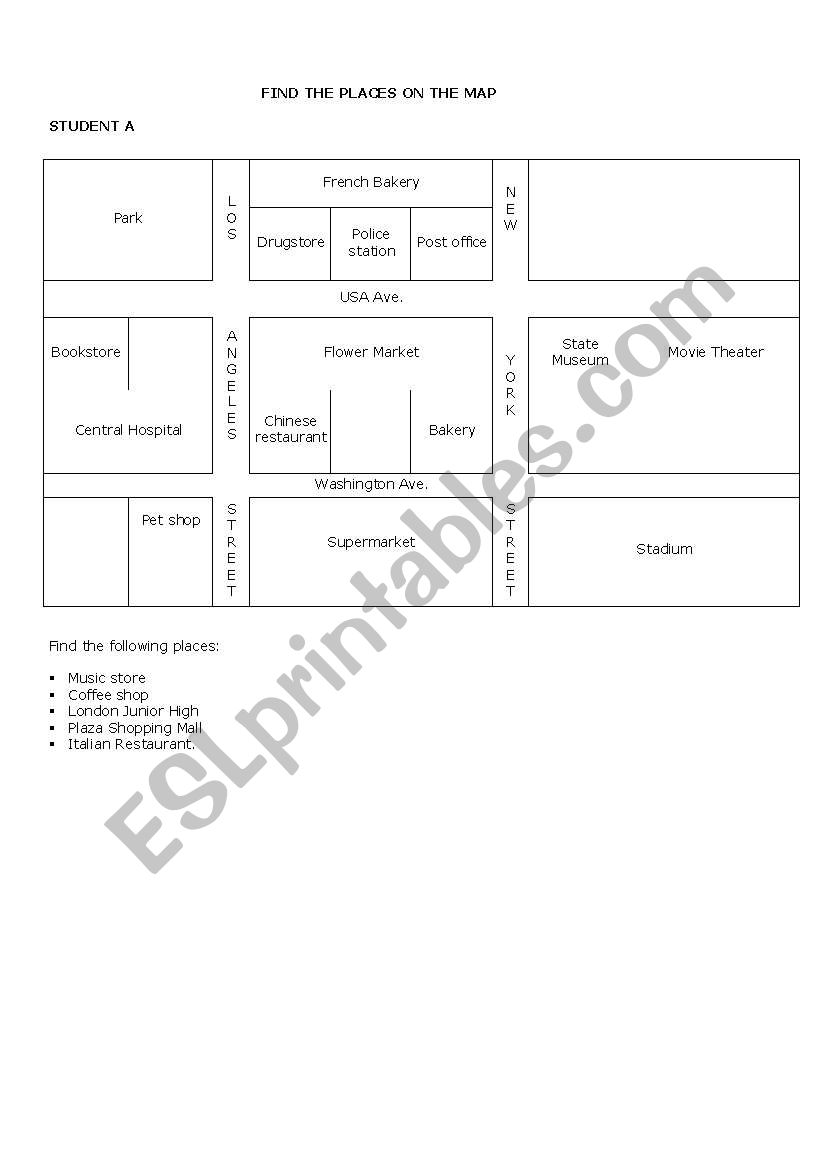 WHEREÂ´S THE BANK? worksheet