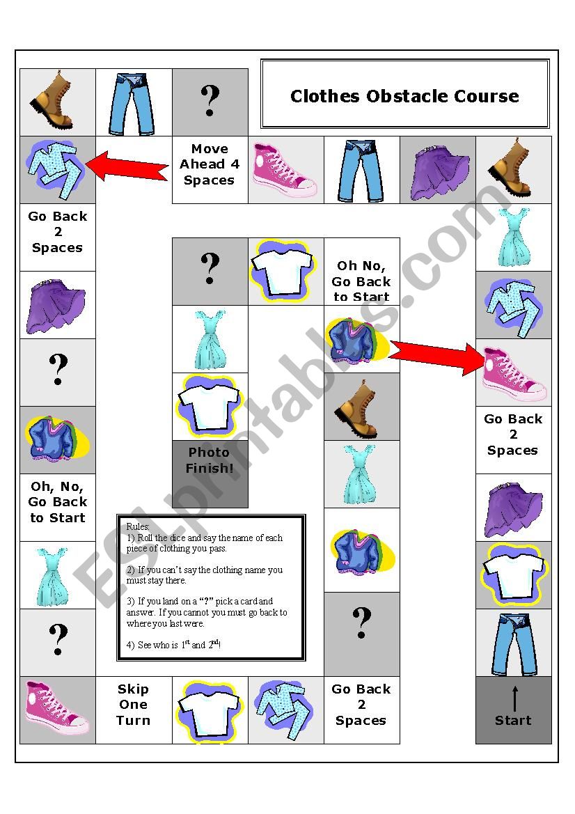 Clothes Board Game worksheet