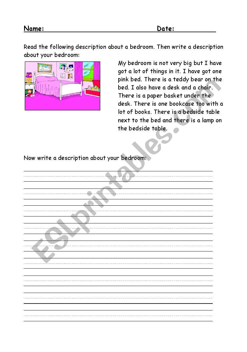 bedroom worksheet worksheet