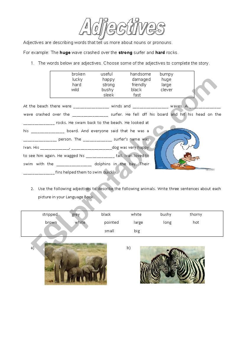 Adjectives worksheet