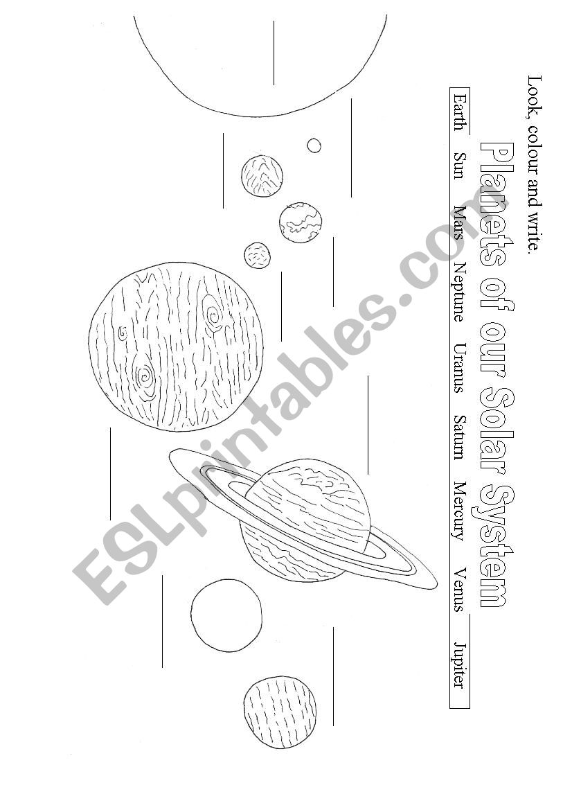 Our solar system worksheet