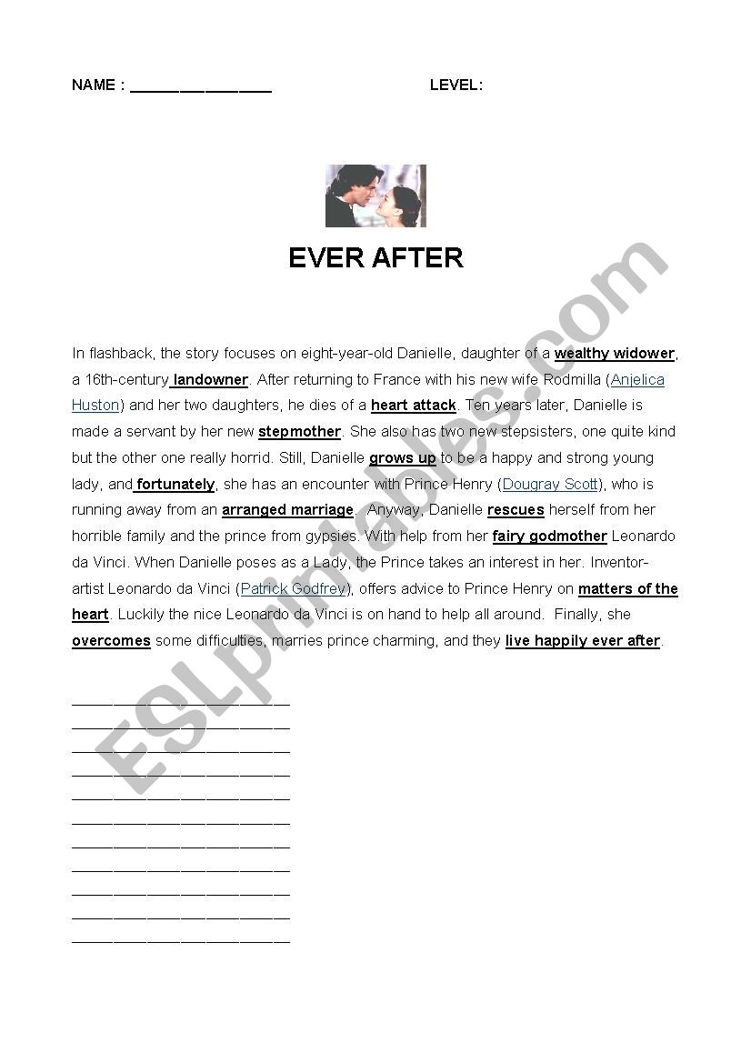 Ever After worksheet