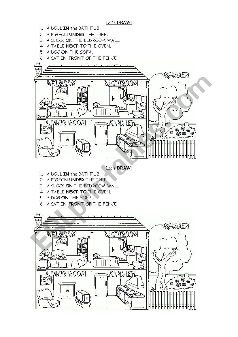 Prepositions of place worksheet